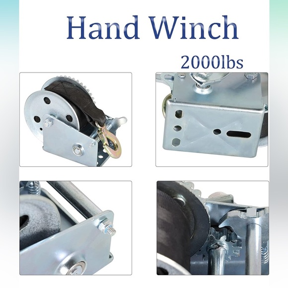 findmall Heavy Duty Hand Winch 2000lbs Hand Crank Strap Gear with 6m - Picture 4 of 6